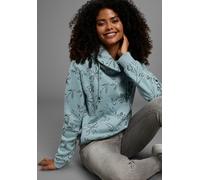 Sweatshirt KANGAROOS, Damen, Gr. 44/46, grün (graugrün), Sweatware, Obermaterial: 80% Baumwolle, 20% Polyester, gemustert, figurumspielend hüftbedeckend, Rippbündchen, Sweatshirts Sweatshirt, mit hohe