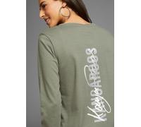 Sweatshirt KANGAROOS, Damen, Gr. 44/46, grün, Interlock, Obermaterial: 100% Baumwolle, figurumspielend hüftbedeckend, Rundhals, Sweatshirts Sweatshirt, mit Rückenprint (58467515-44) grün