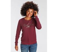 Sweatshirt KANGAROOS, Damen, Gr. 44/46, rot (dunkel rot), Interlock, Obermaterial: 100% Baumwolle, bedruckt, kontrastfarbene Details, unifarben mit Farbeinsatz, figurumspielend hüftbedeckend, Rundhals