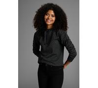 Sweatshirt KANGAROOS, Damen, Gr. 44/46, schwarz-weiß (schwarz), Sweatware, Obermaterial: 97% Polyester, 3% Elasthan, figurumspielend hüftbedeckend, angesetztes Bündchen mit Daumenlöchern, Sweatshirts 