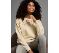 Sweatshirt KANGAROOS, Damen, Gr. 44/46, weiß (sanftes weiß), Sweatware, Obermaterial: 80% Baumwolle, 20% Polyester. Bündchen: 95% Baumwolle, 5% Elasthan, gemustert, oversize hüftbedeckend, Rundhals, R