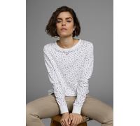 Sweatshirt KANGAROOS, Damen, Gr. 44/46, weiß (wollweiß, meliert), Interlock, Obermaterial: 60% Baumwolle, 40% Polyester, bedruckt, kontrastfarbene Details, figurumspielend hüftbedeckend, Rundhals, ein