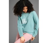 Sweatshirt KANGAROOS, Damen, Gr. 48/50, blau (blaugrau), angeraute Sweatware, Obermaterial: 80% Baumwolle, 20% Polyester, bedruckt, Basic hüftlang, Rundhals, Rippbündchen, Sweatshirts Sweatshirt, mit