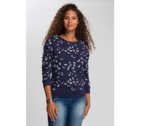 Sweatshirt KANGAROOS, Damen, Gr. 48/50, blau (marine), Interlock, Obermaterial: 100% Baumwolle, bedruckt, figurumspielend hüftbedeckend, Rundhals, Rippbündchen, Sweatshirts Sweatshirt, Langarm, figuru
