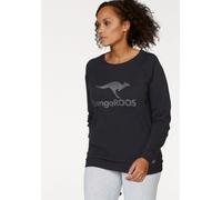 Sweatshirt KANGAROOS, Damen, Gr. 52/54, schwarz, Interlock, Obermaterial: 100% Baumwolle, bedruckt, unifarben, bequem hüftbedeckend, Rundhals, Raglanärmel Rippbündchen, Sweatshirts Sweatshirt, Langarm