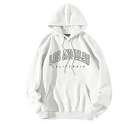 Sweatshirt Kapuzenpullover Damen, Casual Hoodies Damen Los Angeles Frauen Sweatshirt Brief Print Pullover mit Kapuze Locker Kapuzenpulli College Hoody Pullover mit Taschen -