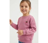 Sweatshirt KIDS ONLY "KMGSWEAT L/S CREW EMB LOOSE SWT NOOS", Mädchen, Gr. 104, rosa (cashmere rose detail:emb strawberry), Sweatware, Obermaterial: 60% Baumwolle, 40% Polyester, unifarben, normal norm