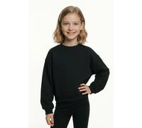 Sweatshirt KIDS ONLY "KOGBEST LIFE L/S CREW NECK SWT", Mädchen, Gr. 122/128, schwarz, Sweatware, Obermaterial: 65% Polyester, 35% Baumwolle, unifarben, Basic normal, Rundhals, Rippbündchen, Sweatshirt