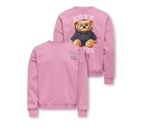 Sweatshirt KIDS ONLY "KOGBILA L/S OVZ PRINT O-NECK SWT NOOS", Mädchen, Gr. 110/116, mauve orchid print:cozy, Sweatware, Obermaterial: 60% Baumwolle, 40% Polyester, bedruckt, oversize normal, Rundhals,