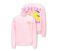 Sweatshirt KIDS ONLY "KOGCANASTA LS LOOSE PRINTED UB SWT", Mädchen, Gr. 122/128, barely pink print:lemon, Sweatware, Obermaterial: 50% Baumwolle, 50% Polyester, bedruckt, unifarben, bequem normal, Run