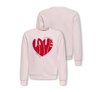 Sweatshirt KIDS ONLY "KOGLOVELY LIFE LS BOXY PRINTED SWT", Mädchen, Gr. 134/140, barely pink print:love, Sweatware, Obermaterial: 70% Baumwolle, 30% Polyester, unifarben, bequem, Rundhals, Bündchen, S