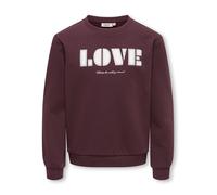 Sweatshirt KIDS ONLY "KOGMONJA L/S O-NECK BF SWT", Mädchen, Gr. 134/140, braun (fudge print:love), Sweatware, Obermaterial: 60% Baumwolle, 40% Polyester, bedruckt, normal normal, Rundhals, Rippbündche