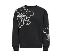 Sweatshirt KIDS ONLY "KOGODESSA L/S O-NECK BOX UB CP SWT", Mädchen, Gr. 122/128, schwarz (schwarz detail:blurry flower), Sweatware, Obermaterial: 80% Baumwolle, 20% Polyester, bedruckt, normal, Rundha