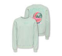 Sweatshirt KIDS ONLY "KOGPHILEA LIFE L/S LOOSE UB VD SWT", Mädchen, Gr. 122/128, grün (aqua foam print:watermelon), Sweatware, Obermaterial: 80% Baumwolle, 20% Polyester, bedruckt, regular fit normal,
