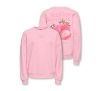 Sweatshirt KIDS ONLY "KOGPHILEA LIFE L/S LOOSE UB VD SWT", Mädchen, Gr. 122/128, romance rose print:strawberry, Sweatware, Obermaterial: 80% Baumwolle, 20% Polyester, bedruckt, regular fit normal, Run