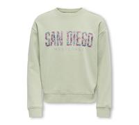 Sweatshirt KIDS ONLY "KOGRUNA CITY L/S O-NECK BOX CS SWT", Mädchen, Gr. 122/128, desert sage print:san diego, flower heart aop, Sweatware, Obermaterial: 60% Baumwolle, 40% Polyester, bedruckt, Rundhal