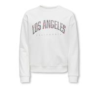 Sweatshirt KIDS ONLY "KOGRUNA CITY L/S O-NECK BOX CS SWT", Mädchen, Gr. 122/128, weiß (cloud dancer print:los angeles, flower heart aop), Sweatware, Obermaterial: 60% Baumwolle, 40% Polyester, bedruck