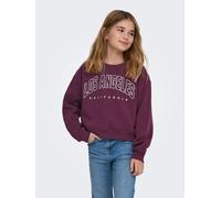 Sweatshirt KIDS ONLY "KOGSWEAT LS CREW OVZ STAT SWT NOOS", Mädchen, Gr. 110/116, lila (mauve wine print:los angeles, california), Sweatware, Obermaterial: 60% Baumwolle, 40% Polyester, bedruckt, loose