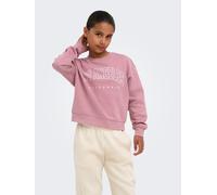 Sweatshirt KIDS ONLY "KOGSWEAT LS CREW OVZ STAT SWT NOOS", Mädchen, Gr. 110/116, rosa (foxglove print:los angeles, california), Sweatware, Obermaterial: 60% Baumwolle, 40% Polyester, bedruckt, loose f