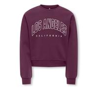 Sweatshirt KIDS ONLY "KOGSWEAT LS CREW OVZ STAT SWT NOOS", Mädchen, Gr. 122/128, lila (mauve wine print:los angeles, california), Sweatware, Obermaterial: 60% Baumwolle, 40% Polyester, bedruckt, loose