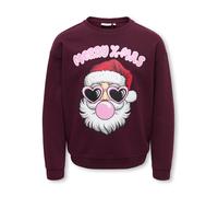 Sweatshirt KIDS ONLY "KOGXMAS DITTE LIFE L/S CS SWT", Mädchen, Gr. 134/140, rot (winetasting print:santa hoho), Sweatware, Obermaterial: 60% Baumwolle, 40% Polyester, bedruckt, normal, Rundhals, Sweat