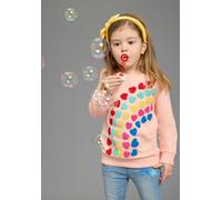 Sweatshirt KIDSWORLD "Sweatshirt Herz-Applikation", Mädchen, Gr. 116/122, bunt (aprikot), Sweatware, Obermaterial: 100% Baumwolle, bestickt, Basic, Rundhals, Rippbündchen, Sweatshirts Sweatshirt, mit 