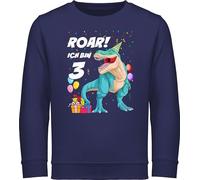 Sweatshirt Kinder Pullover für Jungen Mädchen - 3. Geburtstag - Ich bin 3 Jahre - T-Rex Dinosaurier Dino - 104 (3/4 Jahre) - Navy Blau - junge drei pulli 3.geburtstag langarm geburtstagspullover