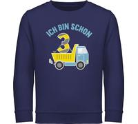 Sweatshirt Kinder Pullover für Jungen Mädchen - 3. Geburtstag - Ich bin schon drei LKW - 104 (3/4 Jahre) - Navy Blau - 3 jahre junge oberteil geburtstagspullover 3.geburtstag kinderpullover