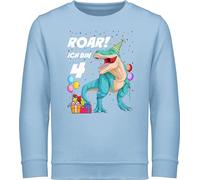 Sweatshirt Kinder Pullover für Jungen Mädchen - 4. Geburtstag - Ich bin 4 Jahre - T-Rex Dinosaurier Dino - 116 (5/6 Jahre) - Hellblau - kindershirt langarm vier pulli geburtstags 4.geburtstag