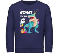 Sweatshirt Kinder Pullover für Jungen Mädchen - 6. Geburtstag - Ich bin 6 Jahre - T-Rex Dinosaurier Dino - 152 (12/13 Jahre) - Navy Blau - geburtstagspullover sechs rex pulli junge kleidung