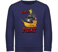Sweatshirt Kinder Pullover für Jungen Mädchen - Ahoi Pirat | Piratenschiff | Piratenmotiv | Piratenparty | Ahoi Piraten | Piraten Schatzsuche | Piratenthema - 116 (5/6 Jahre) - Navy Blau - pirate
