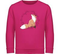 Sweatshirt Kinder Pullover für Jungen Mädchen - Tiermotiv Animal Print - Fuchs Fox Gechenk - 140 (9/11 Jahre) - Fuchsia - Tiere tiermotive Kita reitpullover tiermotiven fuchsmotiv kinderpullover