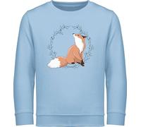 Sweatshirt Kinder Pullover für Jungen Mädchen - Tiermotiv Animal Print - Fuchs Fox Gechenk - 152 (12/13 Jahre) - Hellblau - Tiere tiermotive Kita reitpullover tiermotiven fuchsmotiv kinderpullover
