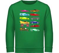Sweatshirt Kinder Pullover für Jungen Mädchen - Traktor Bagger Co. - Rennwagen und Trucks - 116 (5/6 Jahre) - Grün - fahrzeuge auto kinderpullover flugzeugen rennauto pulli baumwolle junge kind