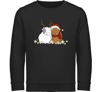 Sweatshirt Kinder Pullover für Jungen Mädchen - Weihnachten Geschenke Christmas - Weihnachtliche Meerschweinchen - 152 (12/13 Jahre) - Schwarz - weihnachtspulli weihnachtssweatshirt