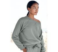Sweatshirt LASCANA "-Loungeshirt" Gr. 36/38, grün (salbeigrün) Damen Sweatshirts (27519853-36) salbeigrün
