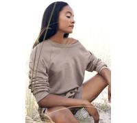 Sweatshirt LASCANA Gr. 40/42, braun (hellbraun) Damen Sweatshirts (94265708-40) hellbraun
