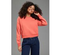 Sweatshirt LAURA SCOTT, Damen, Gr. 32/34, orange (terrakotta), angeraute Sweatware, Obermaterial: 80% Baumwolle, 20% Polyester, unifarben, Basic, lässig geschnitten, Rundhals, Rippbündchen, Sweatshirt