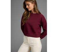 Sweatshirt LAURA SCOTT, Damen, Gr. 32/34, rot (bordeaux), angeraute Sweatware, Obermaterial: 80% Baumwolle, 20% Polyester, unifarben, Basic, lässig geschnitten, Rundhals, Rippbündchen, Sweatshirts Swe