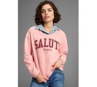 Sweatshirt LAURA SCOTT, Damen, Gr. 44/46, rosa (puderrosa), angeraute Sweatware, Obermaterial: 60% Baumwolle, 40% Polyester, bedruckt, lässig geschnitten hüftlang, Rundhals, Rippbündchen, Sweatshirts