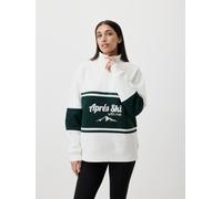 Sweatshirt LEGER "Jenny, LeGer by Lena Gercke", Damen, Gr. 42, weiß (dunkelgrün, weiß), Sweatware, Obermaterial: 65% Baumwolle, 35% Polyester, bequem normal, Bündchen, Sweatshirts Sweatshirt, Stehkrag
