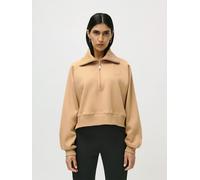 Sweatshirt LEGER "Meret, LeGer by Lena Gercke", Damen, Gr. 34, weiß (sandweiß), Obermaterial: 65% Baumwolle, 35% Polyester, Rippbündchen, Sweatshirts Sweatshirt, cropped, mit Stehkragen (51601405-34)