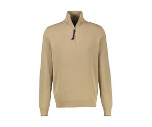 Sweatshirt LERROS "Eleganter Troyer in 2-Tone-Optik aus Baumwollstrickgewebe", Herren, Gr. L, beige (gravel beige), 100% Baumwolle, Sweatshirts Sweatshirt (74493952-L) gravel beige