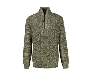 Sweatshirt LERROS "Herren Stricktroyer mit Zopfmuster", Herren, Gr. L, urban grün melange, 60% Baumwolle, 40% Polyacryl, Sweatshirts Sweatshirt (79372215-L) urban grün melange