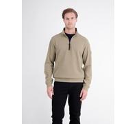 Sweatshirt LERROS "Hochwertiger Troyer aus Mischgewebe mit feiner Rippstruktur", Herren, Gr. M, gravel beige, Sweatshirts Sweatshirt (51758022-M) gravel beige