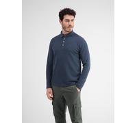 Sweatshirt LERROS "Langarmpolo, unifarbenes Waffelpiqué", Herren, Gr. S, blau (classic navy melange), 80% Baumwolle, 20% Polyester, Sweatshirts Sweatshirt (83588816-S)