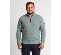 Sweatshirt LERROS "Troyer aus hochwertigem Strickgewebe in großen Größen", Herren, Gr. 5XL, grün (misty blau), 90% Baumwolle, 10% Polyester, Sweatshirts Sweatshirt (82060308-5XL) misty blau