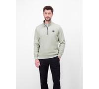 Sweatshirt LERROS "Troyer mit Reißverschlusskragen", Herren, Gr. L, grün (pearl grau), 83% Baumwolle, 16% Polyester, 1% Elasthan, Sweatshirts Sweatshirt (11772141-L) pearl grau