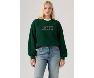 Sweatshirt LEVI'S "GR EVERYDAY CREW 2.0", Damen, Gr. L (40), grün (serif stud lc pine grove), angeraute Sweatware, Obermaterial: 58% Baumwolle, 42% Polyester, bequem taillenbedeckt, Rundhals, angesetz