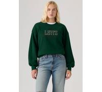 Sweatshirt LEVI'S "GR EVERYDAY CREW 2.0", Damen, Gr. S (36), grün (serif stud lc pine grove), angeraute Sweatware, Obermaterial: 58% Baumwolle, 42% Polyester, bequem taillenbedeckt, Rundhals, angesetz
